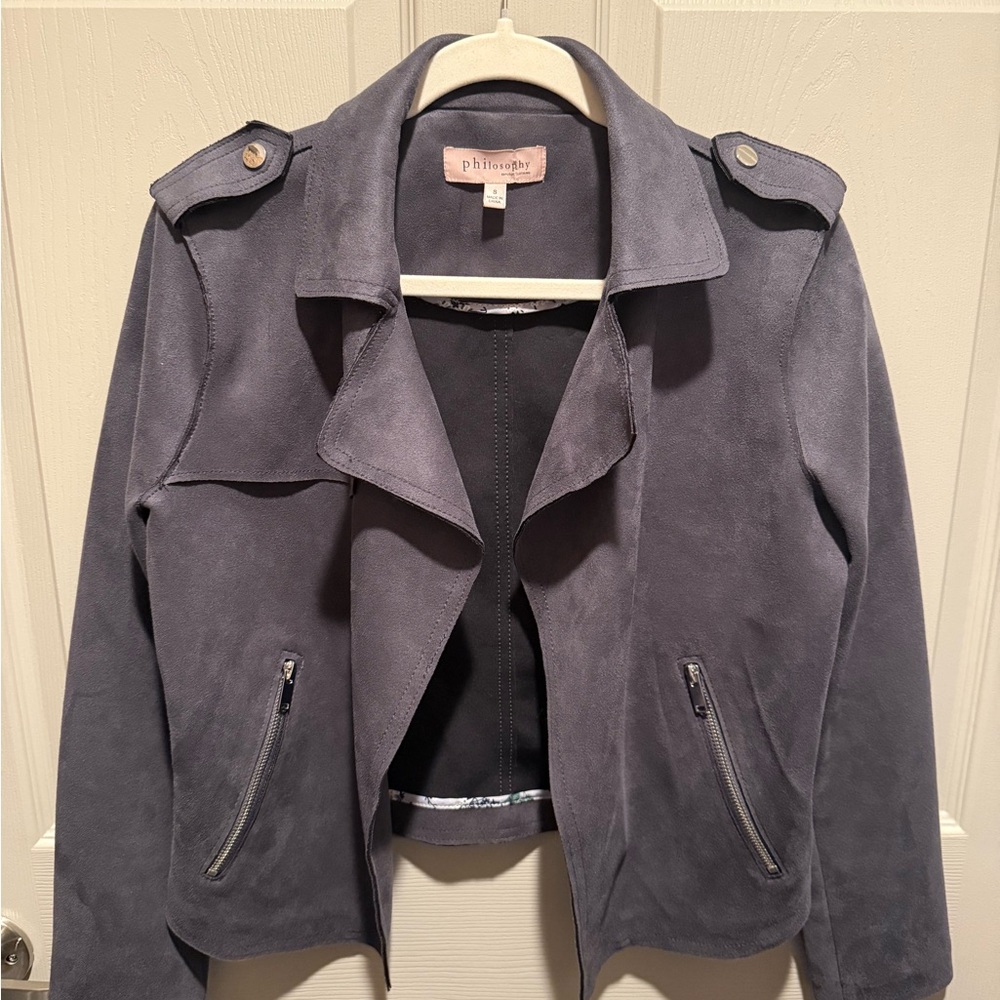 Philosophy Gray Faux Leather Suede Jacket